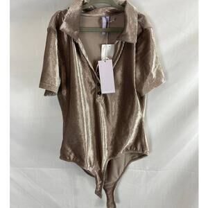 NWT Good Luck Girl Velvet Ribbed Bodysuit size XL